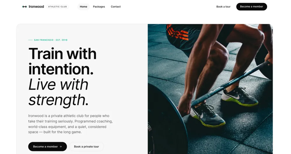 Iron Wood — gym website built by grow-in 7